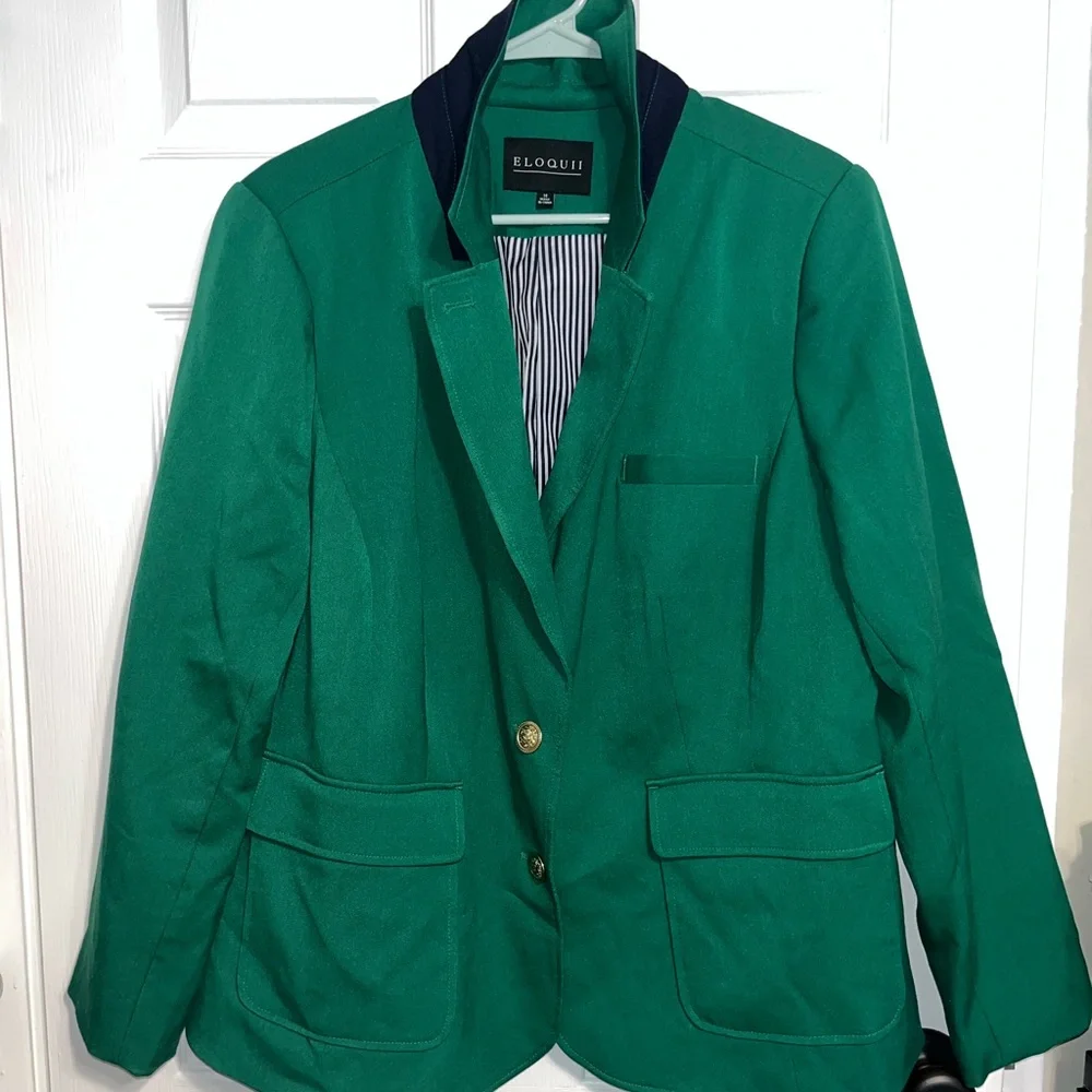 🆕 Eloquii Emerald Blazer with Gold Buttons Sz 16 - Picture 9 of 9